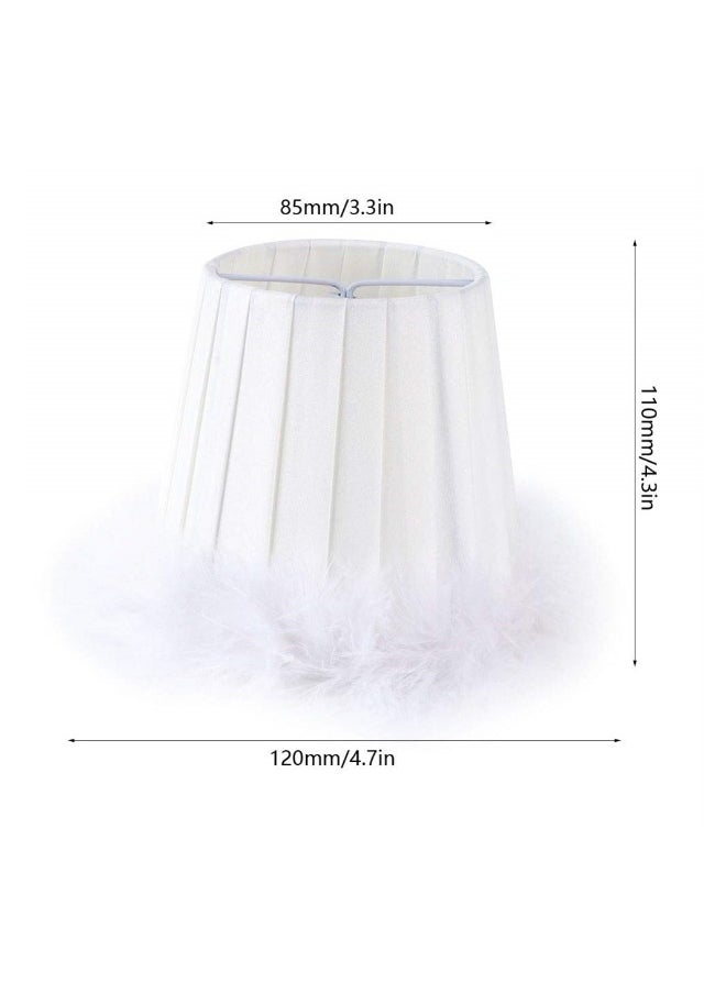 Feather Lamp Shade, Small Clip Lamp Shade, Modern Lampshade Fabric Lampshade with Feather, White Cloth Small Lampshade for Table Chandelier Wall Lamp, 3.3x4.7x4.3inch