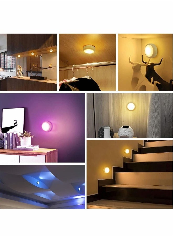 LED Puck Lights with Remote Control, Wireless Under Cabinet Lighting, Battery Powered Lights, Stick on Color Changing Dimmer and Timer, AA Operated Closet Light, 6 Pack