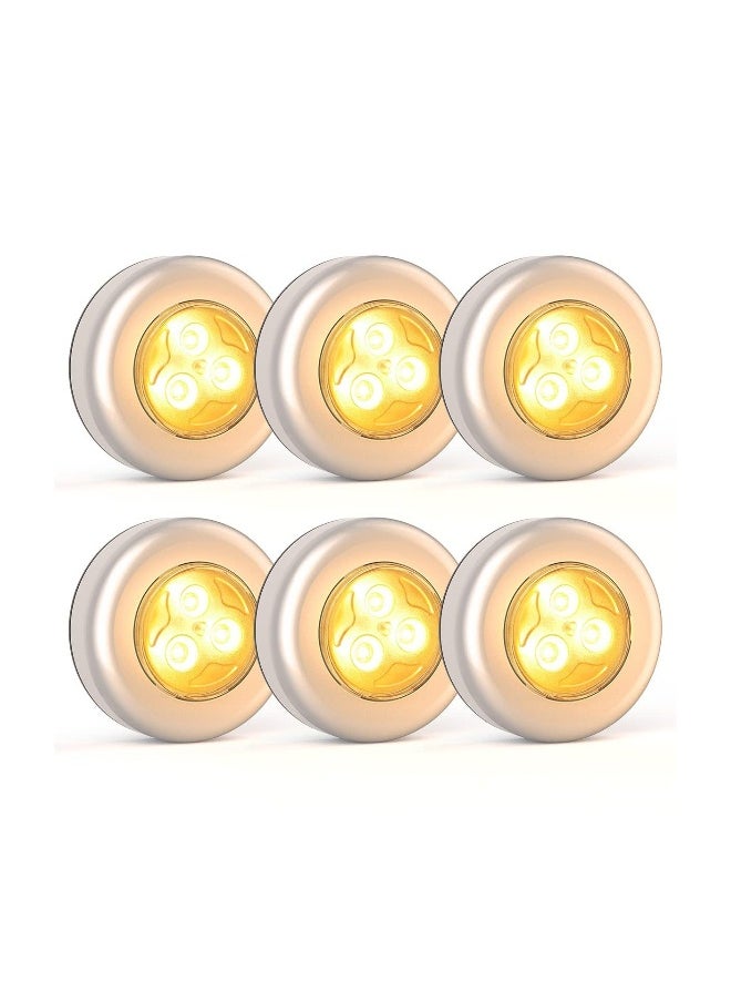 Mini Touch Light 6 Pack Wireless Under Cabinet Lights Round Tap Push Button Light