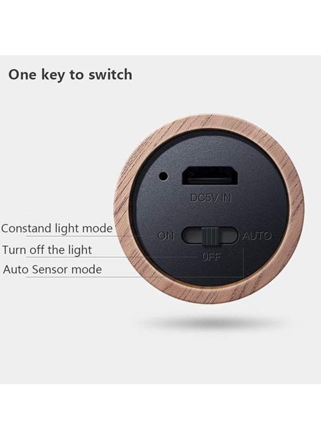 LUKADAH USB Rechargeable Wooden Wall Light | Motion Sensor LED Bedside Lamp | Battery-Operated Warm White Light for Bedroom, Living Room, Stairs & Hallway