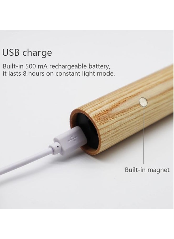 LUKADAH USB Rechargeable Wooden Wall Light | Motion Sensor LED Bedside Lamp | Battery-Operated Warm White Light for Bedroom, Living Room, Stairs & Hallway