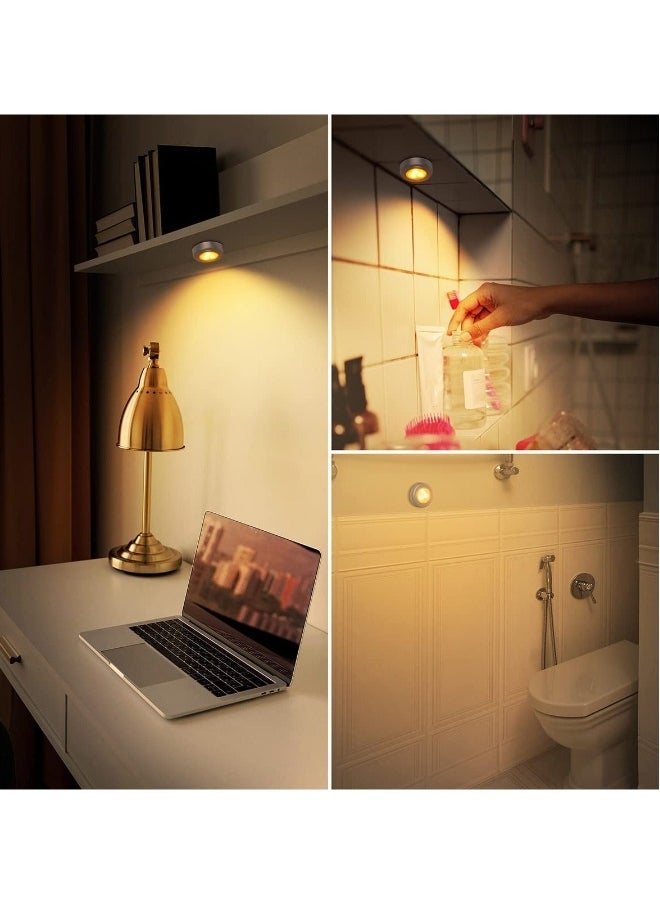 Mini Touch Light 6 Pack Wireless Under Cabinet Lights Round Tap Push Button Light