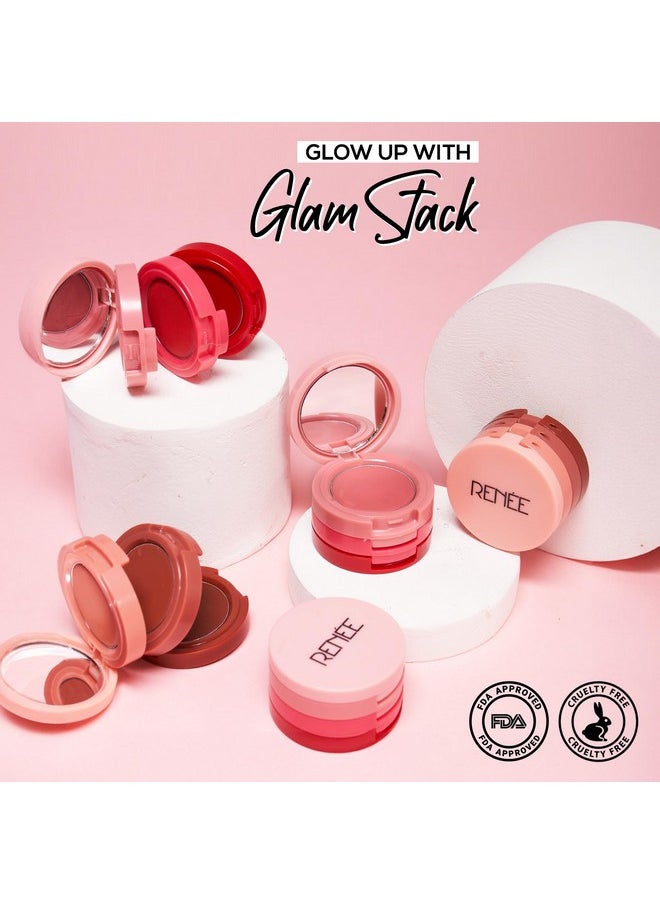 Glam Stack 3-In-1 Lip & Cheek Tint - Nude 4.5Gm - 3 Shades In 1, Rich Creamy Natural Seamless Finish, Smooth & Blendable Formula- Travel Friendly, Quick & Easy To Use