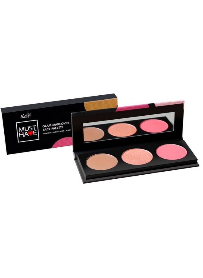 Must Have Glam Makeover Face Palette With Blush Contour And Highlighter For Face Makeup | Face & Cheeks Blusher Palette | Lightweight & Long Lasting | Highly Pigmented Matte Finish Shades | Halal Certified & Vegan Makeup - 12G