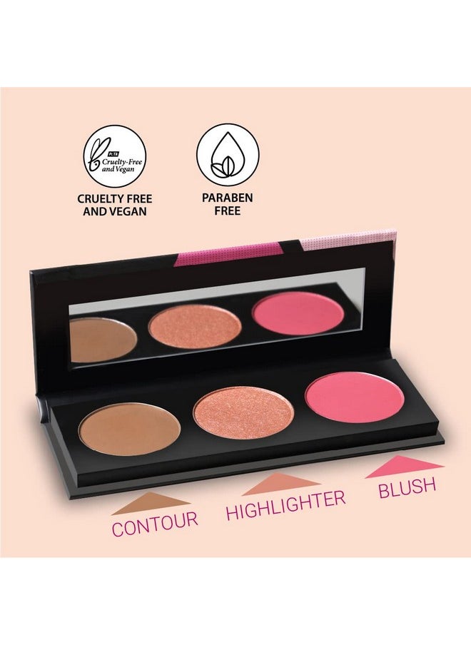 Must Have Glam Makeover Face Palette With Blush Contour And Highlighter For Face Makeup | Face & Cheeks Blusher Palette | Lightweight & Long Lasting | Highly Pigmented Matte Finish Shades | Halal Certified & Vegan Makeup - 12G