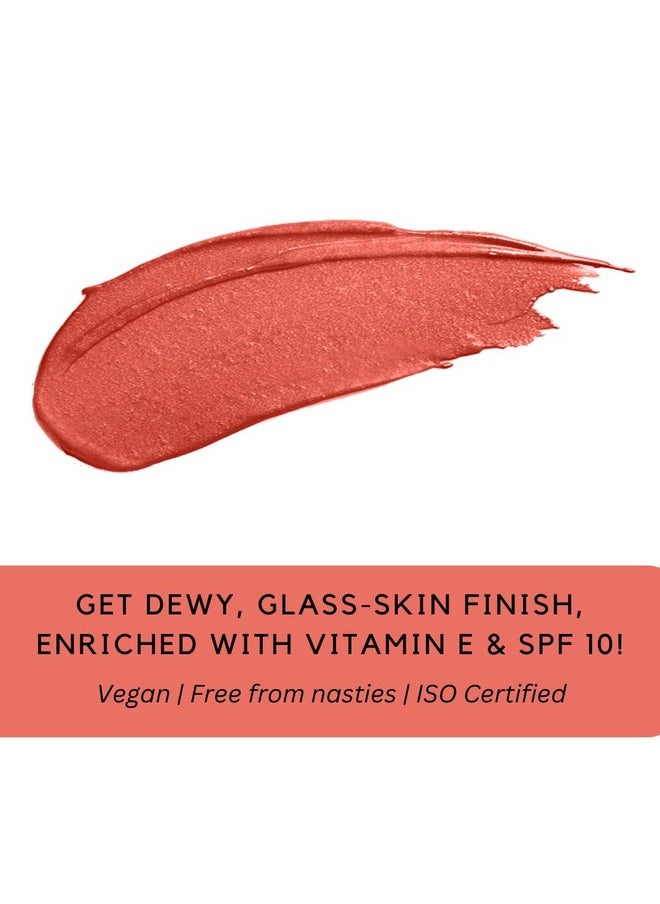 Dewy Diva 3-In-1 Lip Cheek And Eye Shadow Tint | Glass Skin Finish | Buildable Makeup Liquid Blush (4.2Ml, Vegan) (305 Regal (Red))