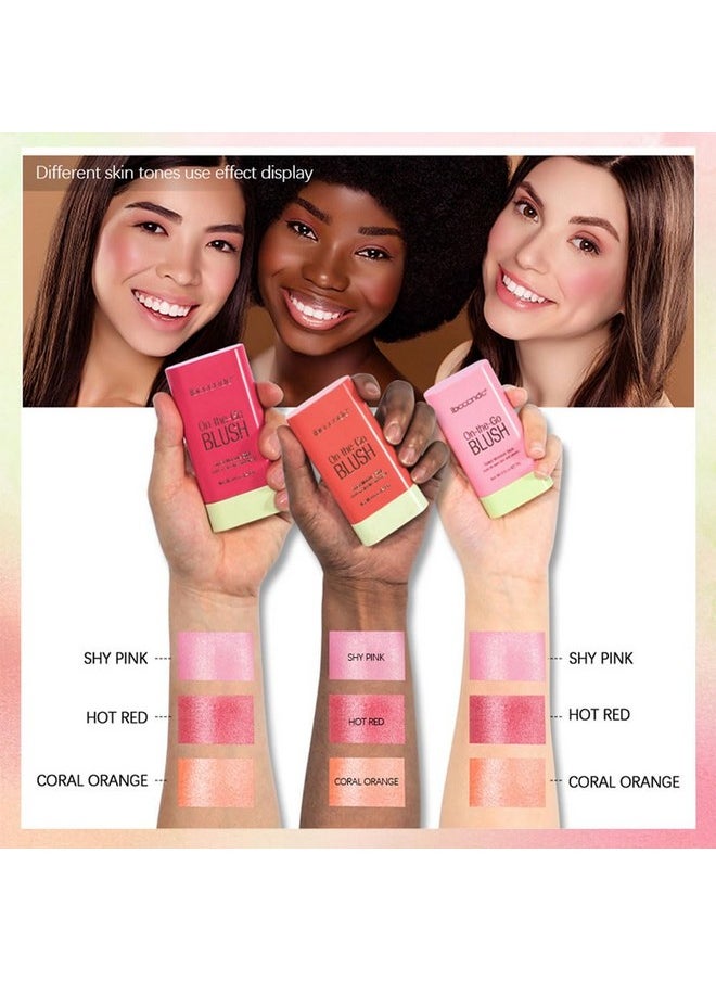 Blush Stick For Cheeks And Lips, On-The-Go Blush, Hydrating Solid Cheek Tint, Multi-Use Blush Makeup Stick For Beautiful And Natural Shades, Tinted Moisture Stick Ued On Eyes Lips And Cheeks