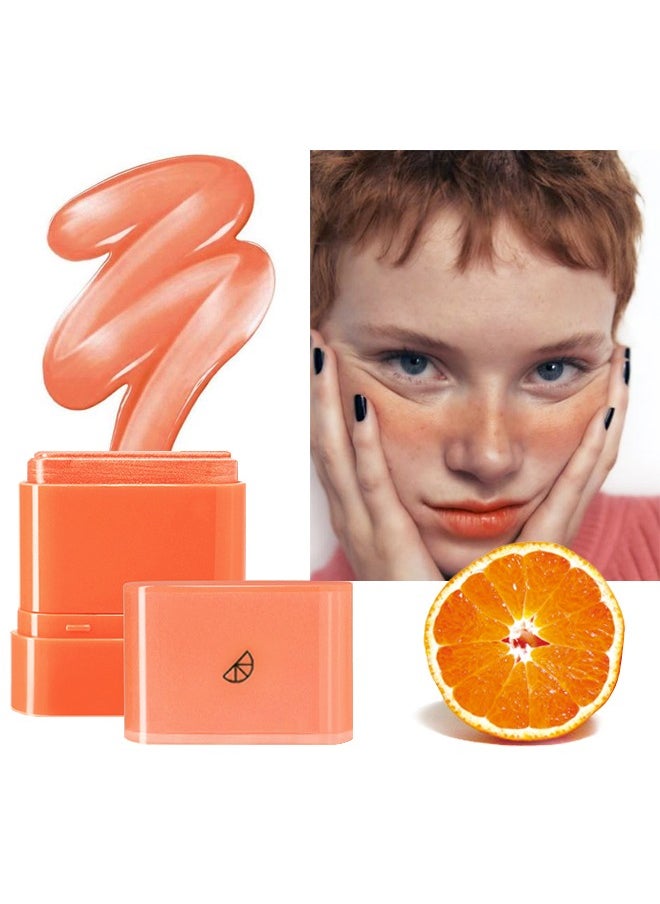 Blush Dewy Cheek & Lip Multi Balm - Fruit Flavor Makeup, Face Brightening Lasting Colo, Blusher Stick Natural Glow Silly Blusher Light And Soft Feeling The Apply On Your Face 04#Orange