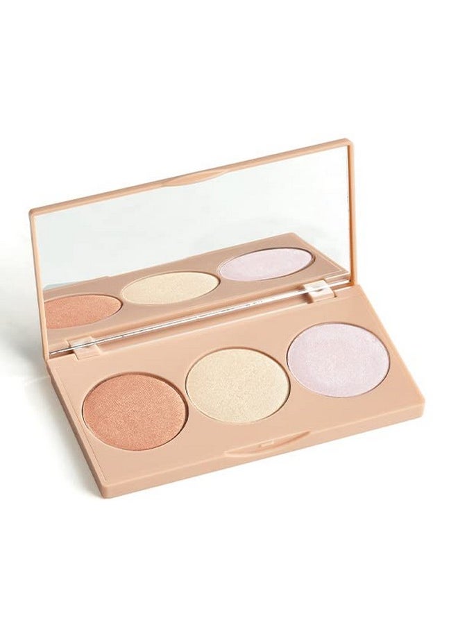 Makeup Face Palette, Trio Eyeshadow, Long Lasting Face Sculpting, Shimmer Illuminator, Blush And Highlighter Powder, Glow Contour Shadow Bronzer, All Skin Types, 0.52 Oz. ; 15 G (Highlighter Palette)