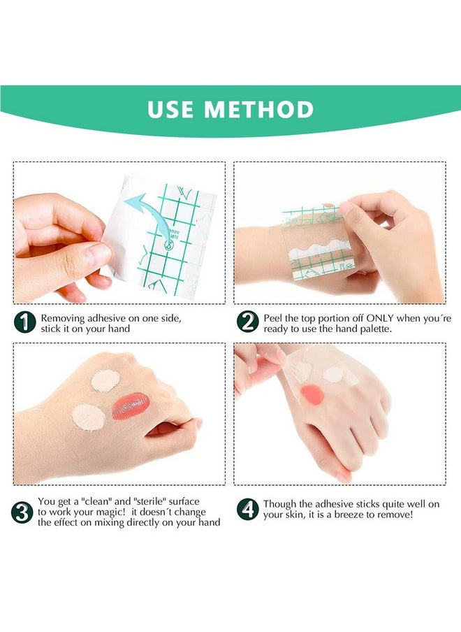 ® 100Pcs Hand Palette For Makeup Pu Film Makeup Palette Artist Must Haves Waterproof Transparent Adhesive Makeup Mixing Tape For Foundataion Blending (2.4''X2.4