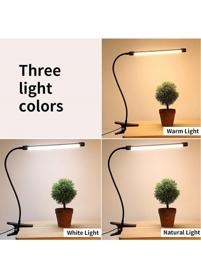 LED desk lamp with a clamp, suitable for home offices. It has a USB interface, allows you to choose the light color, can be adjusted at multiple angles, and the brightness is adjustable too —— Black large size.