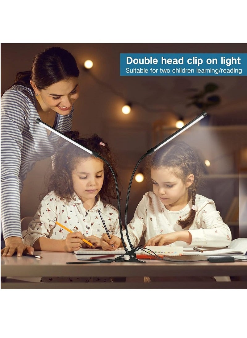 LED desk lamp with a clamp, suitable for home offices. It has a USB interface, allows you to choose the light color, can be adjusted at multiple angles, and the brightness is adjustable too —— Black large size.