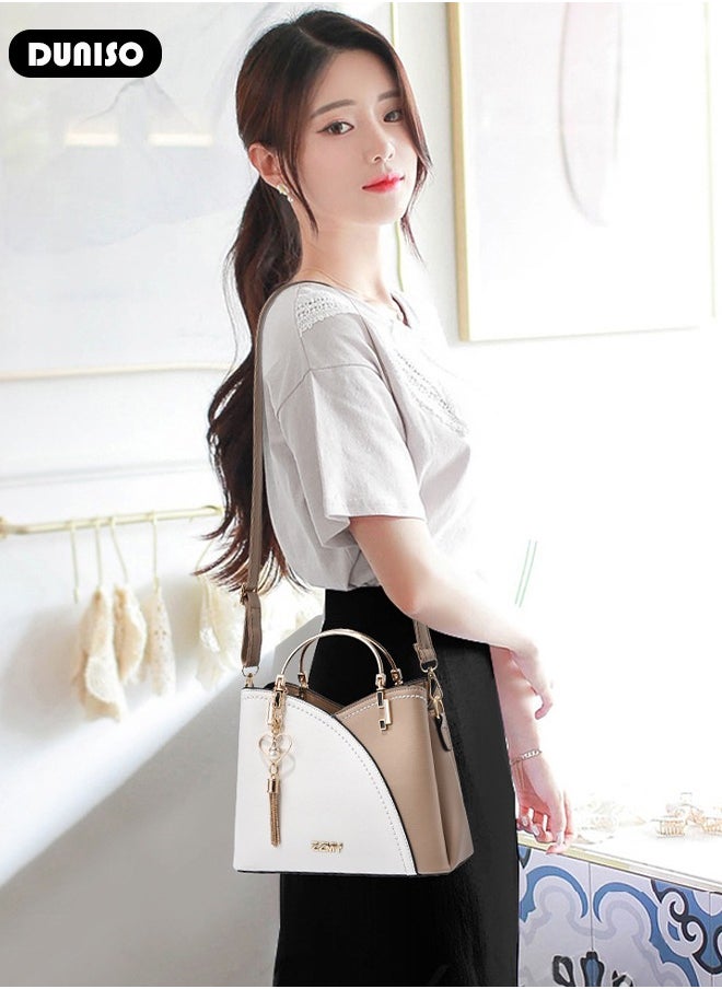 Women's Fashion Handbag Faux Leather Crossbody Bag For Women Large Capacity Bow Trim Tote Bags Top Handle Satchel Fashionable Travel Shoulder Bag For Ladies
