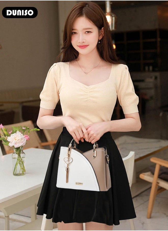 Women's Fashion Handbag Faux Leather Crossbody Bag For Women Large Capacity Bow Trim Tote Bags Top Handle Satchel Fashionable Travel Shoulder Bag For Ladies
