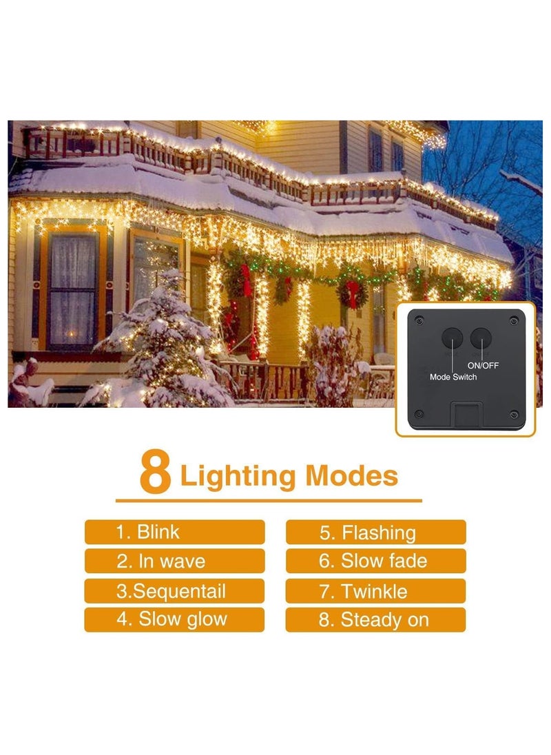 Solar String Lights Outdoor 2-Pack Each 72FT 200 Led 2o meter Solar Powered Fairy Lights Waterproof with 8 Lighting Modes Copper Wire Lights Decoration for Patio Garden Tree, Party Solar String Lights B