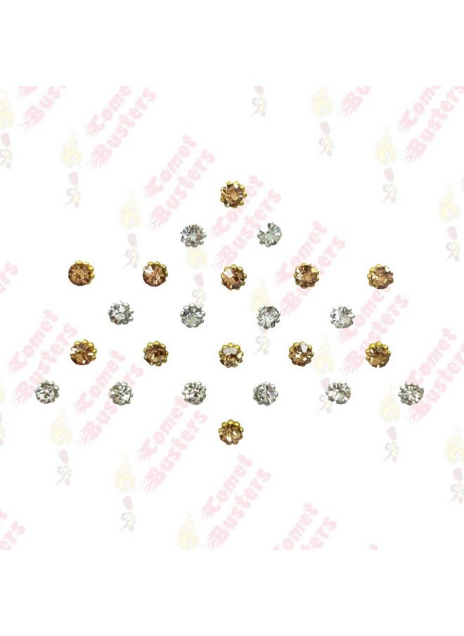 Comet Busters Comet Buster Gold And Silver Diamond Dot Bindi For Women (Bin129)(2.5Mm)