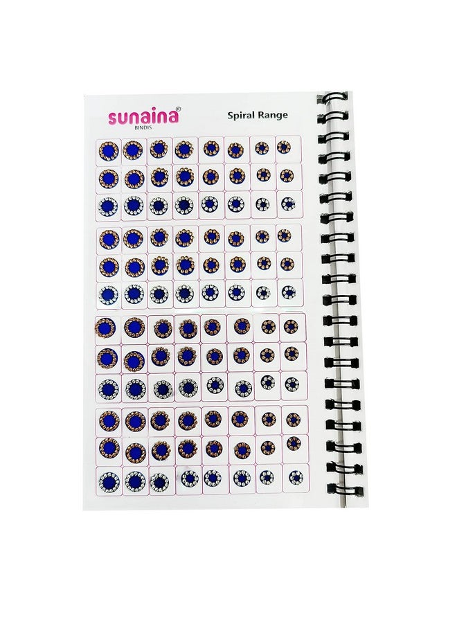 Sunaina (Original) Spiral Multicolor Round Tikka Bindi Sticker Kumkum || Forehead Golden/Silver 2 In 1 Crystal Stone Bindi Book For Women & Girls (Pack Of 948 Bindis)