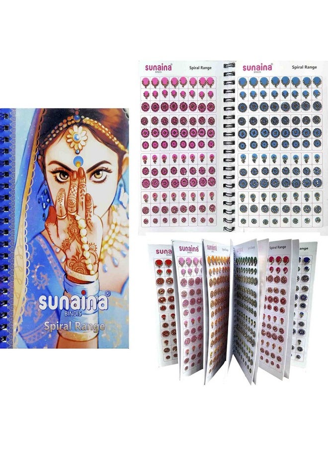 Sunaina (Original) Spiral Multicolour Mix Design And Mix Self-Adhesive Size Full Stone Bindi Book For Women