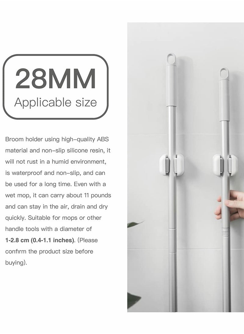 Broom Mop Holder, 3 Pcs Wall Mount Broom Stands Rack, Sturdy Self-Adhesive