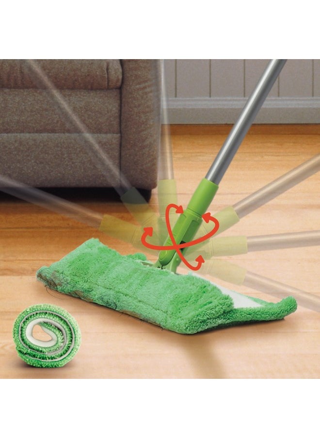 Scotch-Brite Multi-Purpose Microfiber Flat Mop With 1 Extra Refill For Dry & Wet Cleaning, 360 Degree Rotating Head And Telescopic Handle, Suitable For Floor, Glass, Ceiling And Walls (Green)