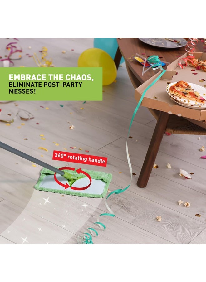 Scotch-Brite Multi-Purpose Microfiber Flat Mop With 1 Extra Refill For Dry & Wet Cleaning, 360 Degree Rotating Head And Telescopic Handle, Suitable For Floor, Glass, Ceiling And Walls (Green)