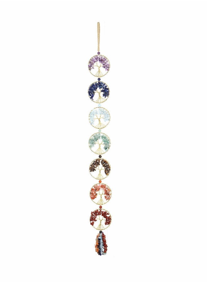 7 Chakra Tree Of Life Crystal Hanging, Natural Reiki Healing Crystal Gemstone Hanging for Home Office Decoration, Car Hanging, Housewarming Gift, Party Decor