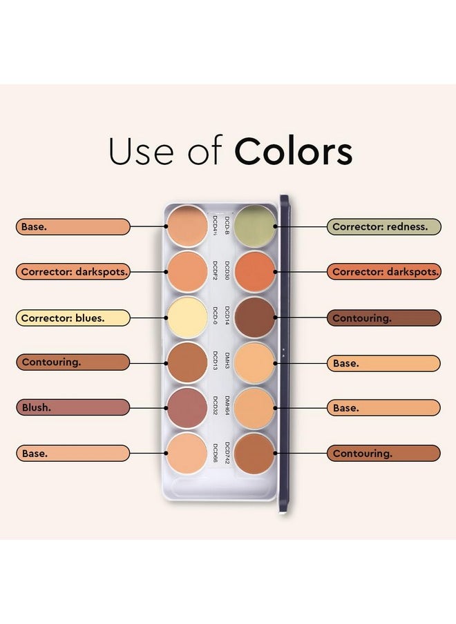 C2P Pro Foundation For Face Makeup, Ultra Hd 12 In 1 Camouflage Concealer Corrector Palette | Waterproof, Long Lasting & Full Coverage For Oily Skin | Dermashield Must Have Makeup Palette - 42G