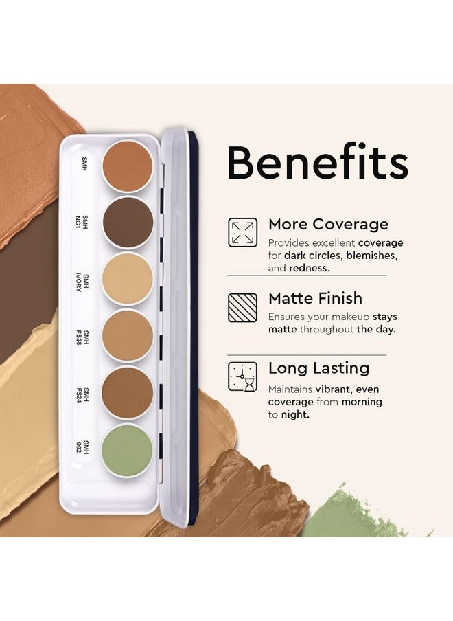 C2P Pro Foundation For Face Makeup, Ultra Hd 6 In 1 Camouflage Concealer Corrector Palette | Waterproof, Long Lasting & Medium Coverage For Dry Skin | Supraemeshield Must Have Makeup Palette - 21G