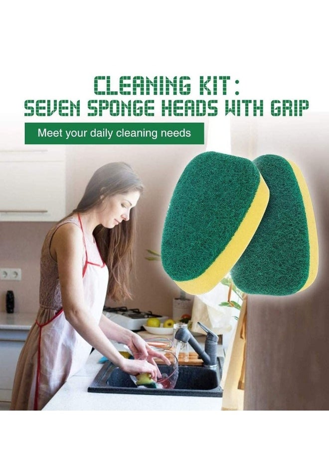 1pcs Dish Wand and 7pcs Refill Sponge Heads Replacement Cleaning Brush for Kitchen Sink