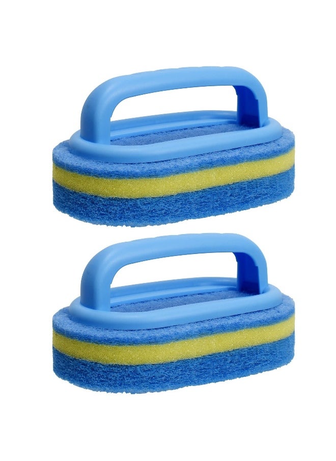 Sponges for Cleaning, 2PCS Cleaning Sponge Brush with Handle, Non-Scratch Scouring Bathroom Sponges for Cleaning, Cleaner Tool, Handheld Scrubber Sponge