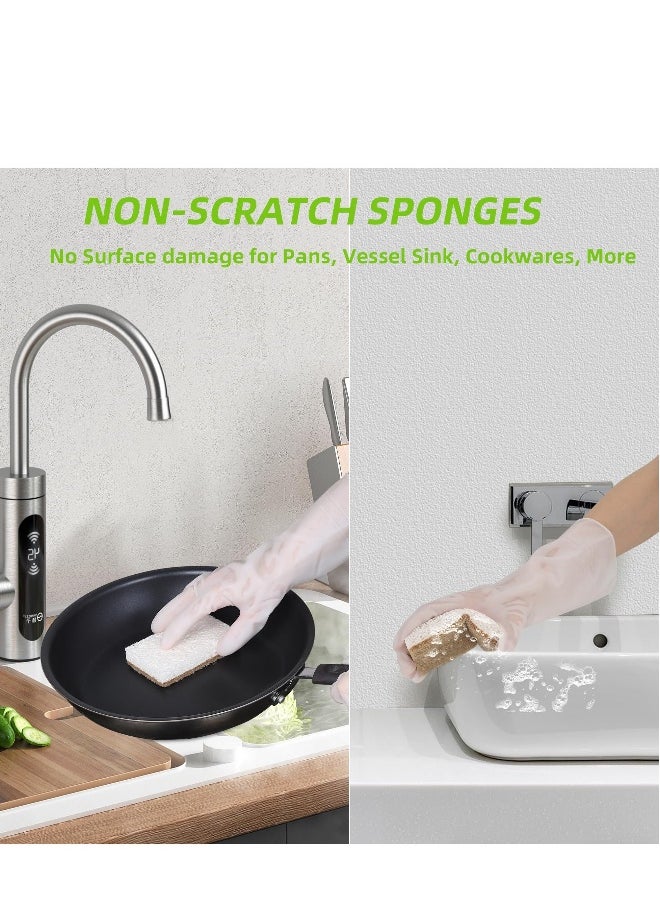 Natural Kitchen Sponge, 12 Count Multipurpose Kitchen Sponge Biodegradable Compostable Cellulose For All Surfaces Dishwashing Nonstick Cookware Countertops