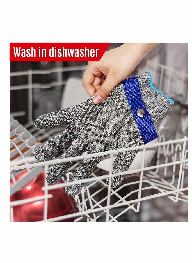 Cut Resistant Glove Level 9 Cutting Glove Stainless Steel Wire Mesh Metal Glove for Kitchen, Garden, Fishing, Durable Cut Glove for Men or Women (XL)