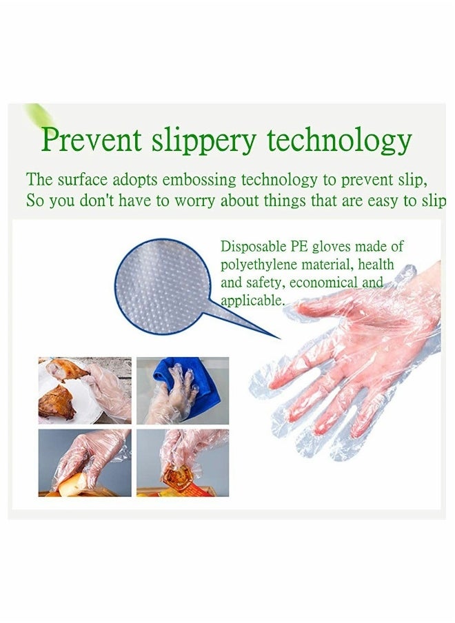 Disposable Plastic Gloves,  Plastic Food Safe Disposable Gloves, Polyethylene Clear Work Gloves(500 PCS)