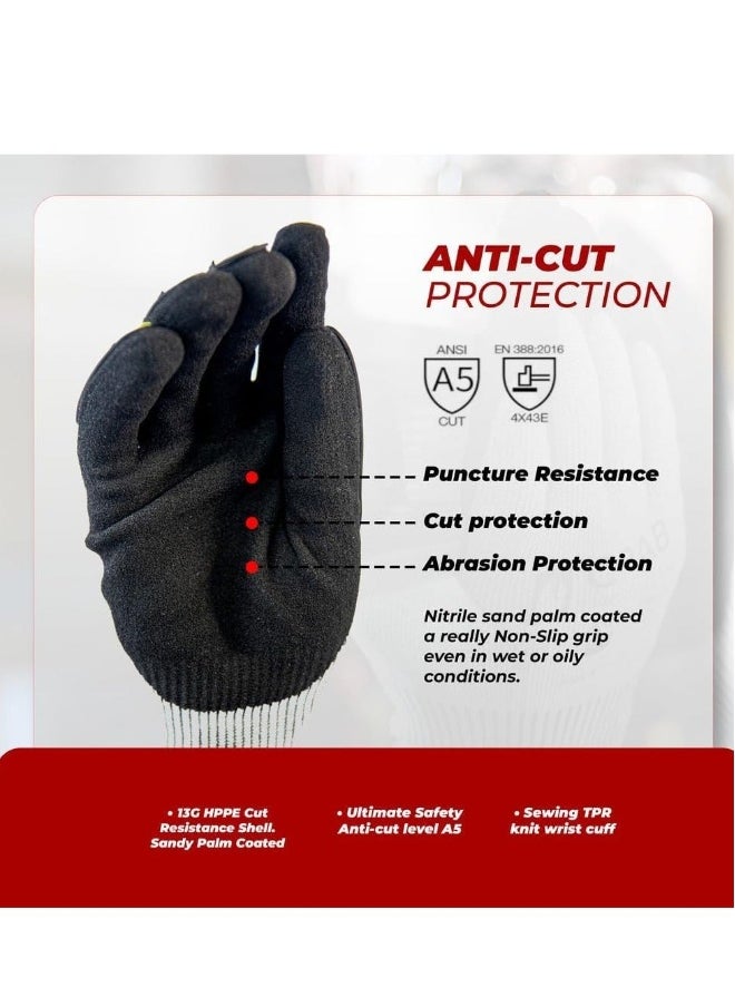 Cut Resistant Gloves Safety Work Anti Cut And Anti-Blow, Touch Screen Compatible, Ergonomic Water Mechanical resistance For Spearfishing, Lobster Surfing Fishing