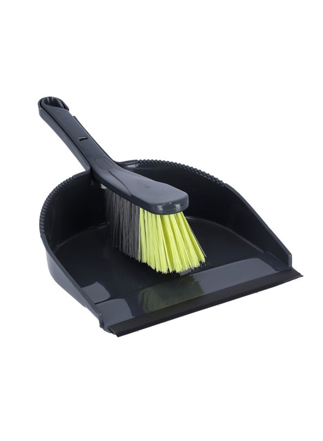 Dust Pan And Brush Premium Quality Cleaning Accessories 37X21.5X12Cm Multicolor Grey/Green 37x21.5x12cm