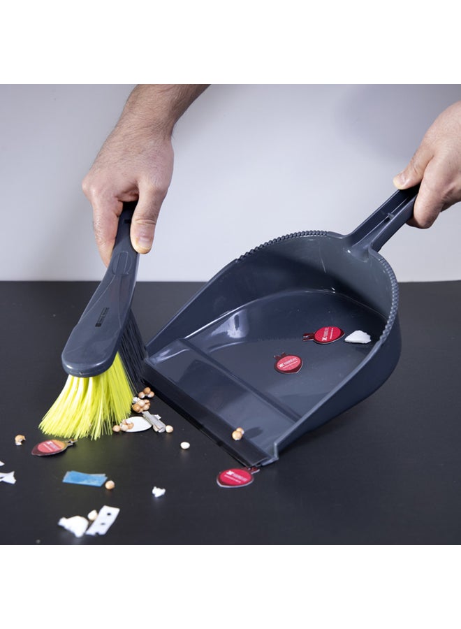 Dust Pan And Brush Premium Quality Cleaning Accessories 37X21.5X12Cm Multicolor Grey/Green 37x21.5x12cm