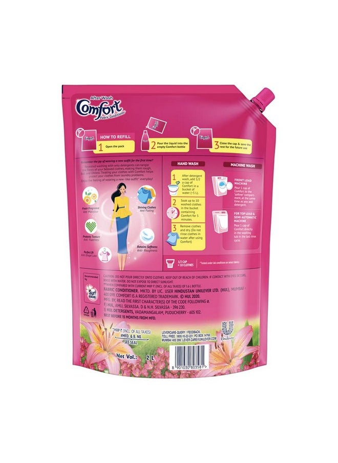 After Wash Fabric Conditioner (Fabric Softener) Pouch, For Softness, Shine And Long Lasting Freshness, 2 Ltr