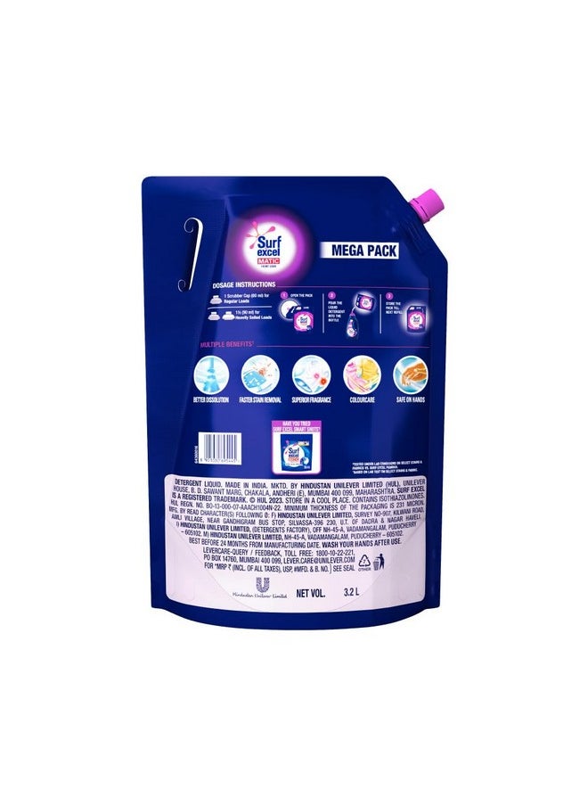 Matic Front Load Liquid Detergent 3.2 L Refill, Designed For Tough Stain Removal On Laundry In Washing Machines - Mega Pack
