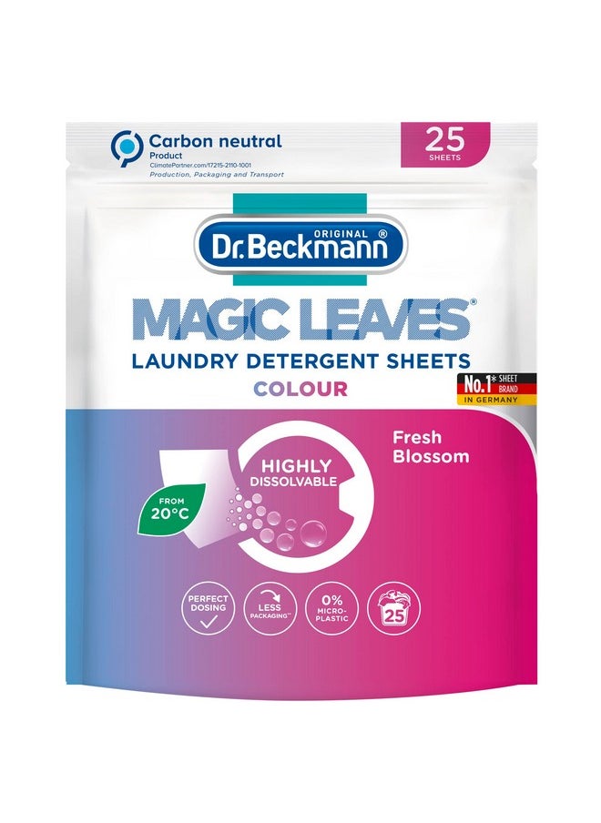 Magic Leaves Laundry Detergent Sheets, 25 Universal Sheets|Convenient & Pre-Dosed Laundry Detergent Sheets|Dissolvable & Climate Neutral (Colour), Pack Of 1