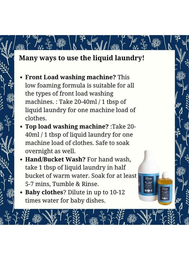 Home Organic Bio-Liquid Laundry | Enriched With Soapnut & Lemon | Front & Top Load Washing Machine | Works In Hard Water (1100 Ml)
