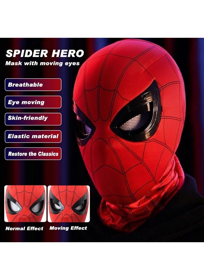 � 3D Spider-Man Mask With Moving Eyes, Jaw Motion Activated Blinking Eyelid Spider-Man Head Cover, Spiderman Masks Spider Man Cosplay Costumes Mask For Adult Kids Halloween Masquerade Cosplay