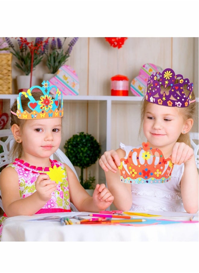 Birthday Crown Children, Children Birthday Crown Hat DIY Birthday Tiara Craft Kit with Rhinestone for Girl and Boy Princess Gift Birthday Party Pretend Play School Craft Project