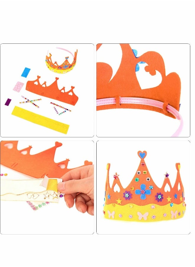 Birthday Crown Children, Children Birthday Crown Hat DIY Birthday Tiara Craft Kit with Rhinestone for Girl and Boy Princess Gift Birthday Party Pretend Play School Craft Project