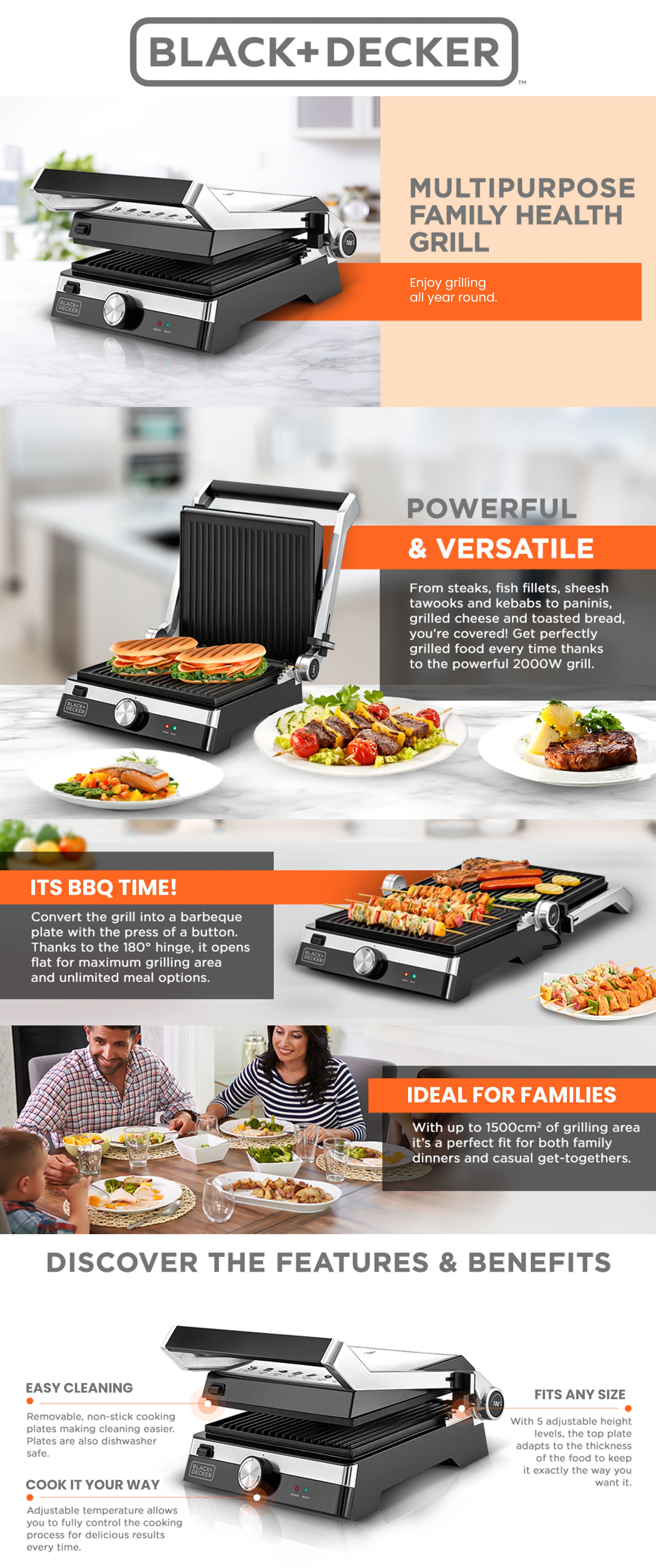 Health Grill, 2000 Watt, 2000.0 W CG2000 Black