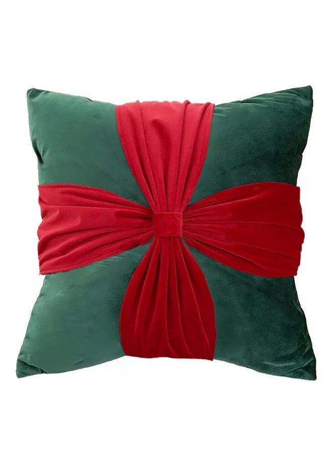 Christmas Bow Cushion (Pack Of 1, 16X16 Inch), Throw Pillow Cushion For Christmas, Christmas Decoration, Christmas Gift, Xmas Cushion