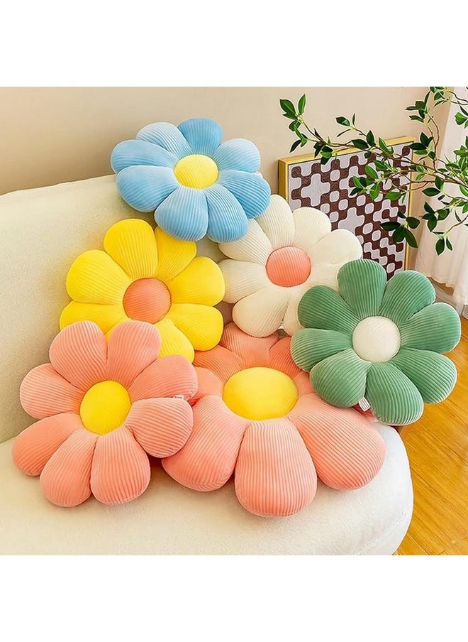 Sunflower Shaped Decorative Cute Preppy Throw Pillows Floor Cushion For Girls Bedroom Bed Room Couch Sofa Chair Aesthetic Decor (35Cm, White/Pink)