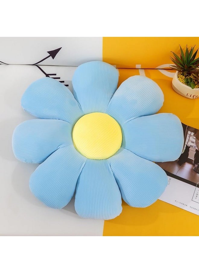 Plushy Sunflower Shaped Throw Pillows Cute Preppy Decorative Pillows Floor Cushion For Girls Bedroom Bed Room Couch Sofa Chair Aesthetic Decor (35Cm, Blue)