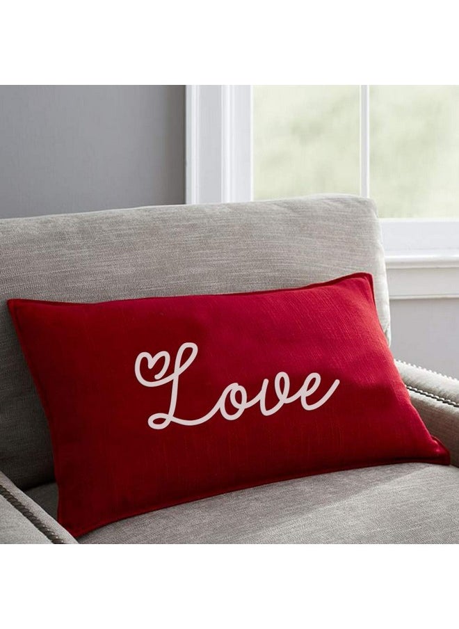 Polyester Plush Velvet Embroidered Love Cushion Throw Pillow For Christmas(1 Pc)Cute Love Cushion,Love Gift,Valentines Day Gift,Gift For Couples