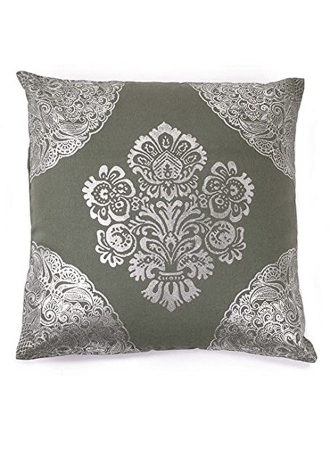 Cushion Covers 16 Inch X 16 Inch, Sofa Cushion Cover, Foil Printed Sofa Pillow Cover (Size 16 X 16 Inch, Set Of 2) (Green Eth)