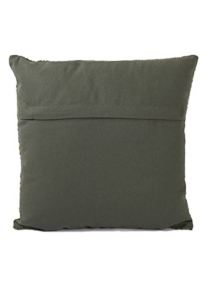 Cushion Covers 16 Inch X 16 Inch, Sofa Cushion Cover, Foil Printed Sofa Pillow Cover (Size 16 X 16 Inch, Set Of 2) (Green Eth)